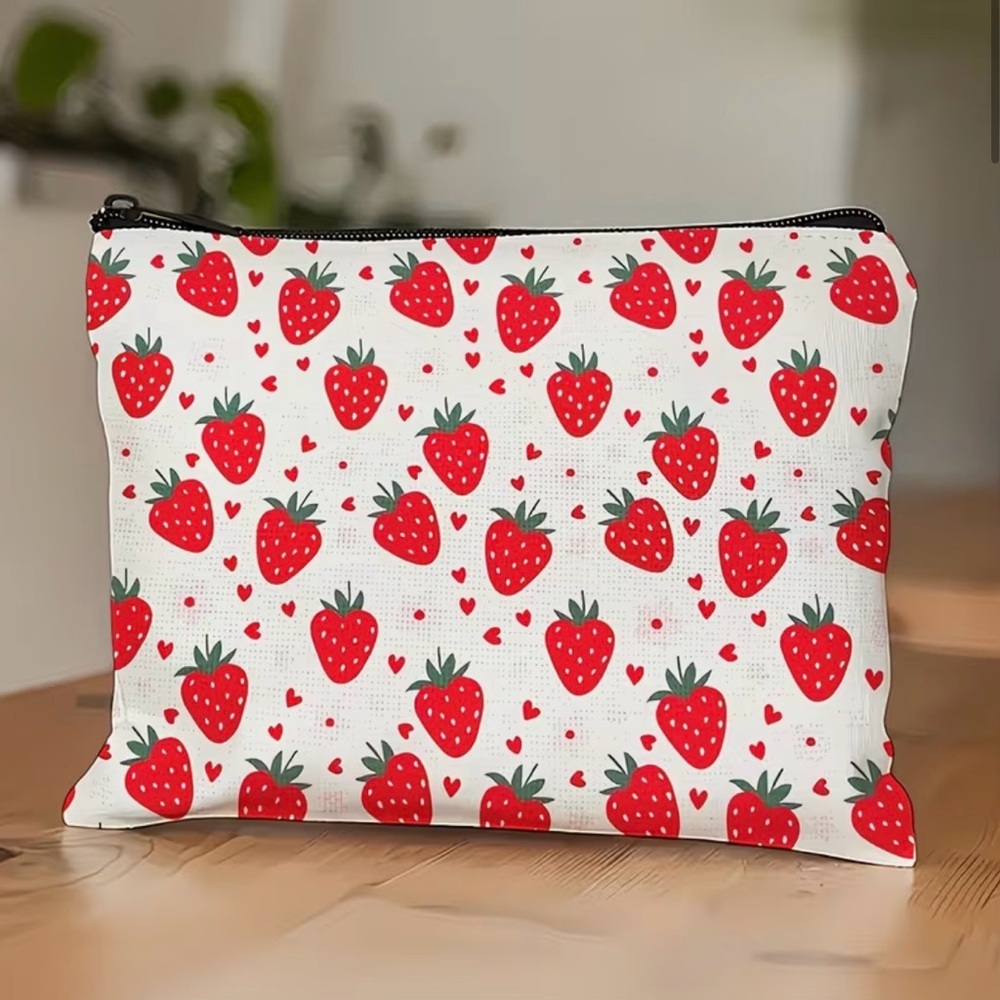 Strawberry Print Cosmetic Bag - Picture 4 of 4